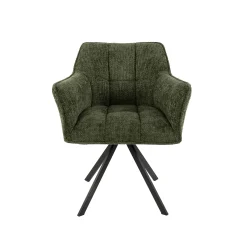 Esszimmerstuhl Armlehnstuhl Raster Drehbar Strukturstoff Grün-Vintagehaus Outlet