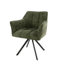 Esszimmerstuhl Armlehnstuhl Raster Drehbar Strukturstoff Grün-Vintagehaus Outlet