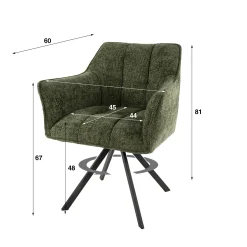 Esszimmerstuhl Armlehnstuhl Raster Drehbar Strukturstoff Grün-Vintagehaus Outlet