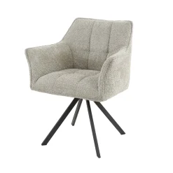 Esszimmerstuhl Armlehnstuhl Raster Drehbar Bouclé Sand-Vintagehaus Online