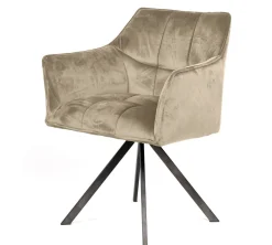 Esszimmerstuhl Armlehnstuhl Raster Drehbar Samt Champagner-Vintagehaus Outlet