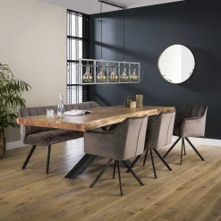 Esszimmerstuhl Armlehnstuhl Raster Drehbar Samt Anthrazit-Vintagehaus