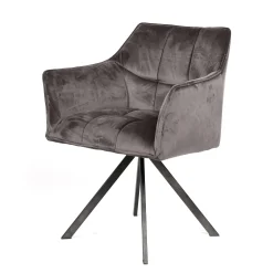 Esszimmerstuhl Armlehnstuhl Raster Drehbar Samt Anthrazit-Vintagehaus