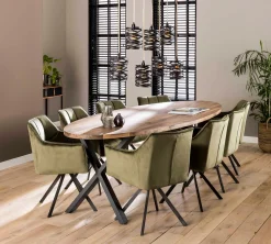 Esszimmerstuhl Armlehnstuhl Raster Drehbar Samt Grün-Vintagehaus Discount