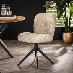Esszimmerstuhl Drehstuhl Polsterstuhl Comfort Boucle Sand-Vintagehaus Best