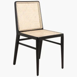 Esszimmerstuhl Novita Teak Rattan Wiener Geflecht Schwarz-Raw Materials Online