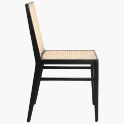 Esszimmerstuhl Novita Teak Rattan Wiener Geflecht Schwarz-Raw Materials Online