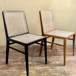 Esszimmerstuhl Novita Teak Rattan Wiener Geflecht Braun-Raw Materials Online