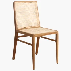 Esszimmerstuhl Novita Teak Rattan Wiener Geflecht Braun-Raw Materials Online