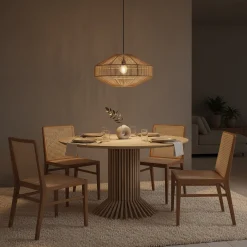 Esszimmerstuhl Novita Teak Rattan Wiener Geflecht Braun-Raw Materials Online