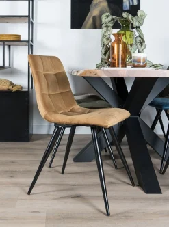 Esszimmerstuhl Squares Velvet Ocker-Vintagehaus