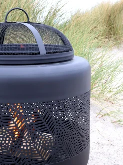 Feuerstelle Outdoorofen Feuerofen Kaminofen Metall Lochstahl-Chic Antique