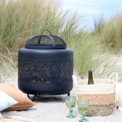 Feuerstelle Outdoorofen Feuerofen Kaminofen Metall Lochstahl-Chic Antique