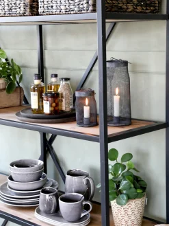 Französisches Doppelregal David Vintage Metall 6 Holzböden-Chic Antique Best