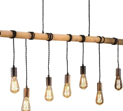Hängelampe Bambusstab gewickelt 7er-Vintagehaus Lampen Outlet