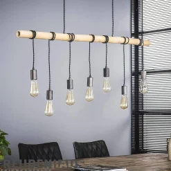 Hängelampe Bambusstab gewickelt 7er-Vintagehaus Lampen Outlet