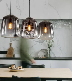 Hängelampe Bulb 3er Industrial Rauchglas Shaded Altsilber XL-Vintagehaus Lampen Discount