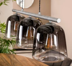 Hängelampe 3er Belljar Rauchglas-Vintagehaus Lampen Discount