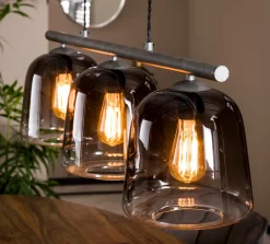 Hängelampe 3er Belljar Rauchglas-Vintagehaus Lampen Discount