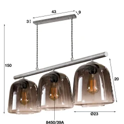 Hängelampe 3er Belljar Rauchglas-Vintagehaus Lampen Discount