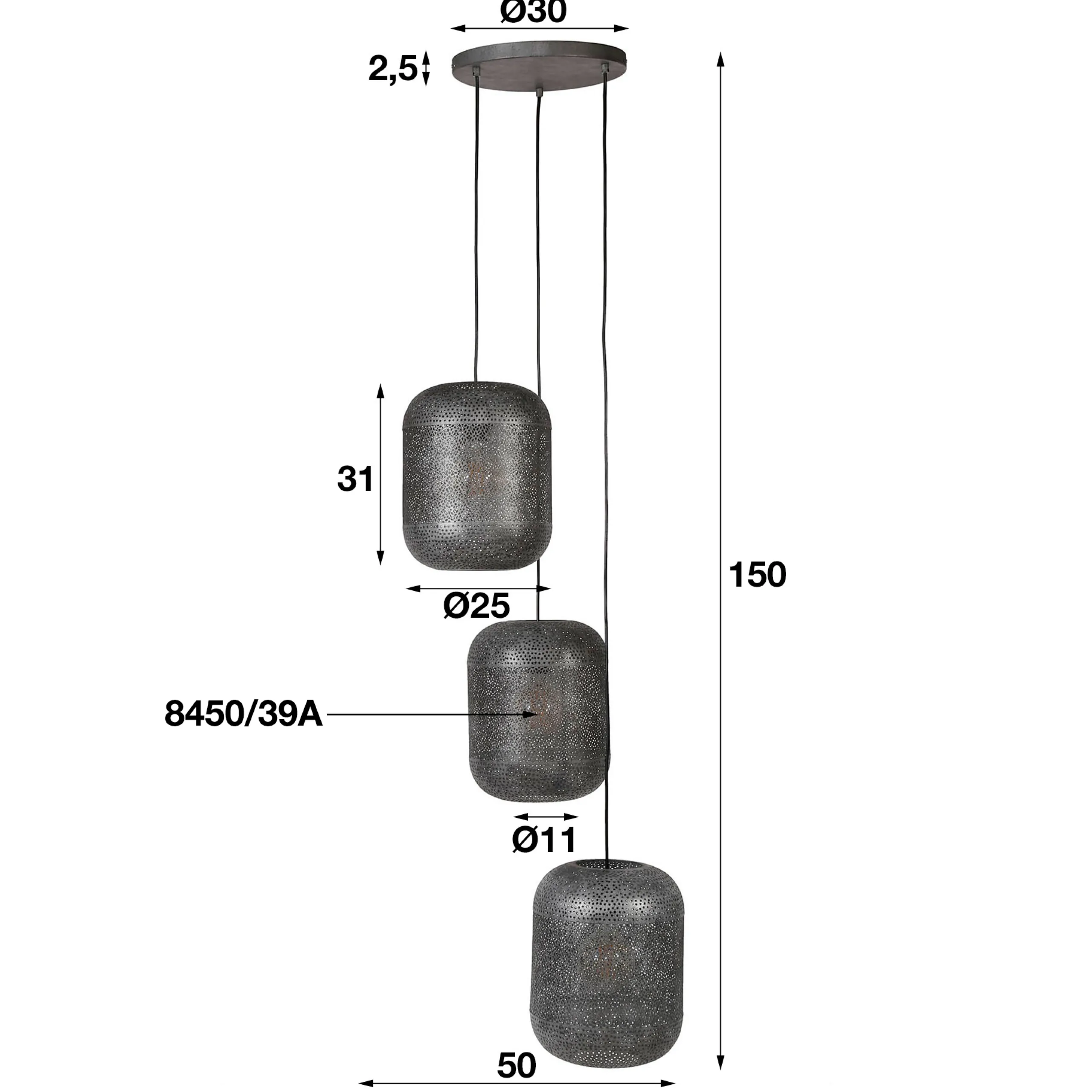 Hängelampe Etch Boho Oriental Metall gestuft-Vintagehaus Lampen New