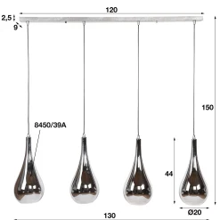 Hängelampe Falling Drops Industrial Chromfinish-Vintagehaus Lampen Clearance