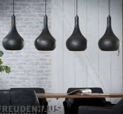 Hängelampe Industrial Kegel 4 Schirme Schwarz Braune Maserung Ø 25cm-Vintagehaus Lampen Best