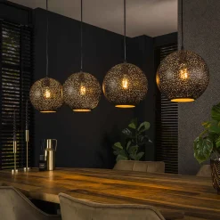 Hängelampe Industrial Punch 4 Kugeln Metall Perforiert-Vintagehaus Lampen New