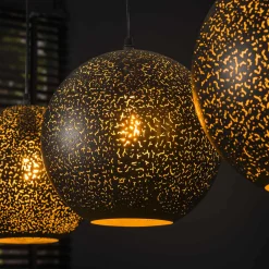 Hängelampe Industrial Punch 4 Kugeln Metall Perforiert-Vintagehaus Lampen New