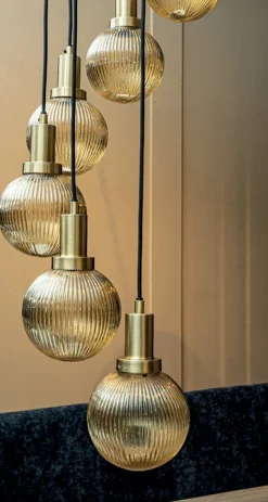 Hängelampe Juliet 8 Glasschirme Bernstein 180-Vintagehaus Lampen Sale