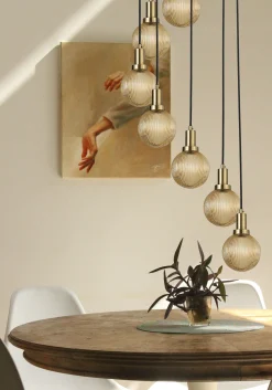 Hängelampe Juliet 8 Glasschirme Bernstein 180-Vintagehaus Lampen Sale