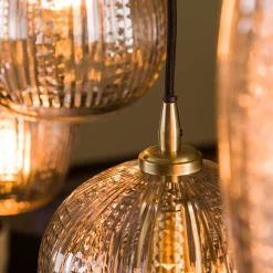 Hängelampe Retro Diamant 5 Schirme Bernsteinfarben-Vintagehaus Lampen Discount