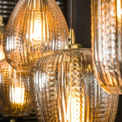 Hängelampe Retro Diamant 5 Schirme Bernsteinfarben-Vintagehaus Lampen Sale