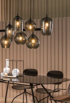 Hängelampe Retro Hexagon 7 Glasschirme Cozy Smoke-Vintagehaus Lampen New