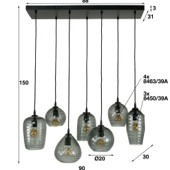 Hängelampe Retro Hexagon 7 Glasschirme Cozy Smoke-Vintagehaus Lampen New