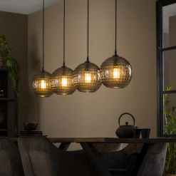 Hängelampe Retro Hexagon Rund 4 Glasschirme Cozy Smoke-Vintagehaus Lampen Sale