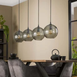 Hängelampe Retro Hexagon Rund 4 Glasschirme Cozy Smoke-Vintagehaus Lampen Sale