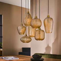 Hängelampe Retro Pearls 7 unterschiedliche Glasschirme Warm Amber-Vintagehaus Lampen Online