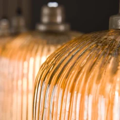 Hängelampe Retro Stripes 4 Glasschirme Bernstein-Vintagehaus Lampen Online