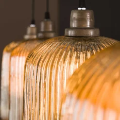 Hängelampe Retro Stripes 4 Glasschirme Bernstein-Vintagehaus Lampen Online