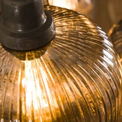 Hängelampe Retro Stripes 7 Glaschirme Silbergrau-Vintagehaus Lampen New