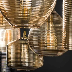 Hängelampe Retro Stripes Horizontal 7 Glasschirme Bernstein-Vintagehaus Lampen Sale