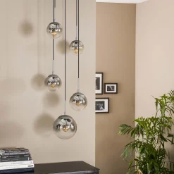 Hängelampe Shaded Bubble 5er Gestuft Rauchglas-Vintagehaus Lampen New