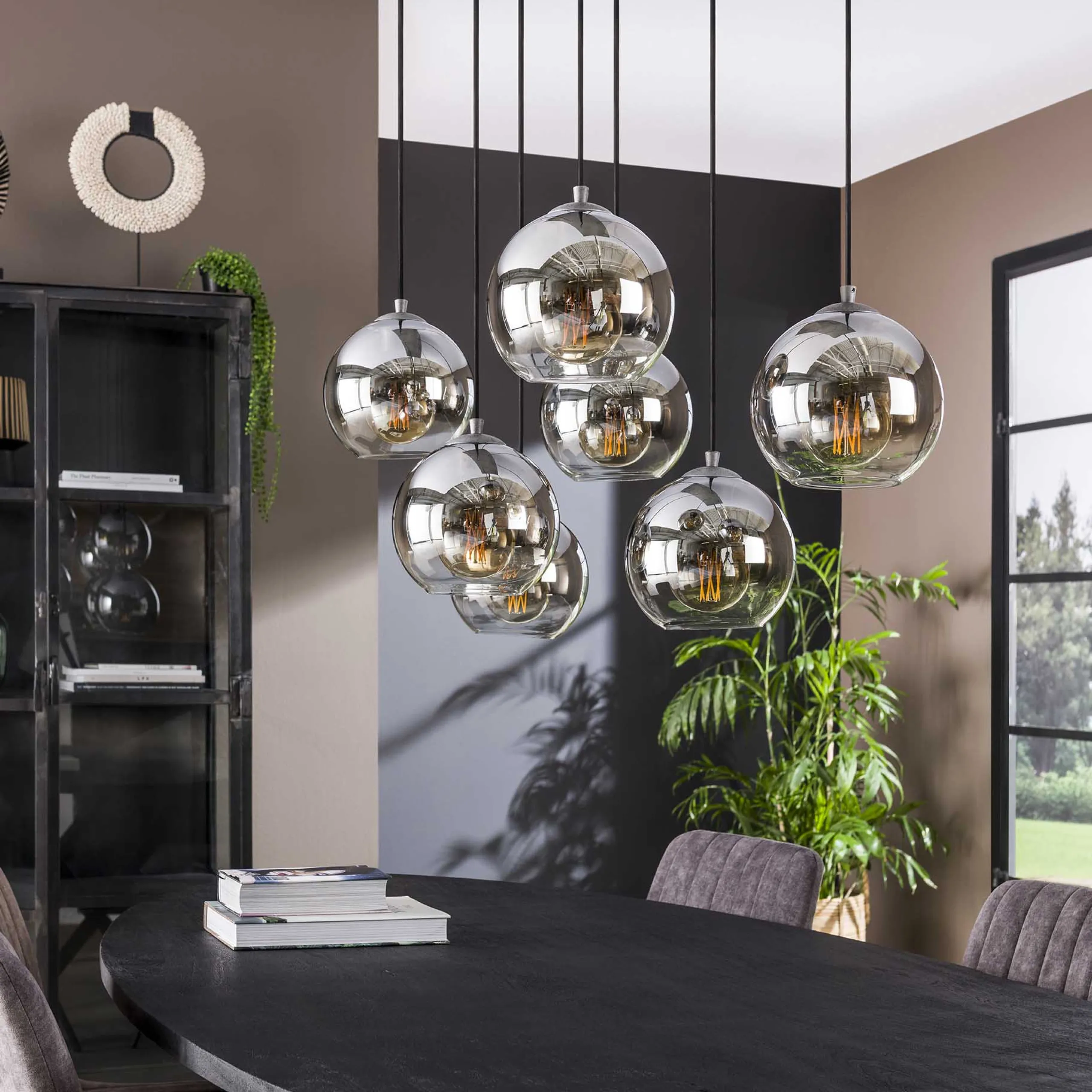 Hängelampe Shaded Bubble 7er Rauchglas-Vintagehaus Lampen Clearance