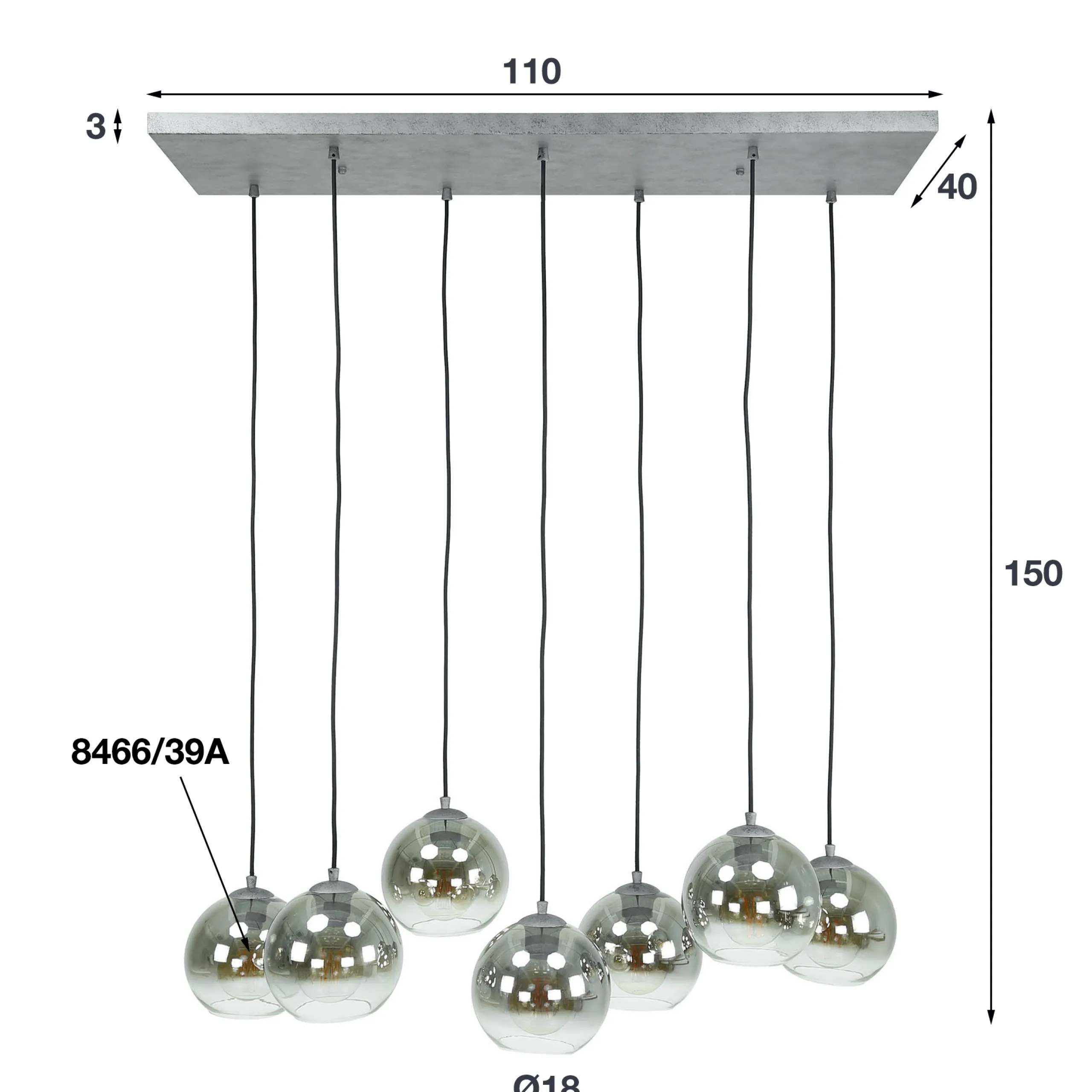 Hängelampe Shaded Bubble 7er Rauchglas-Vintagehaus Lampen Clearance