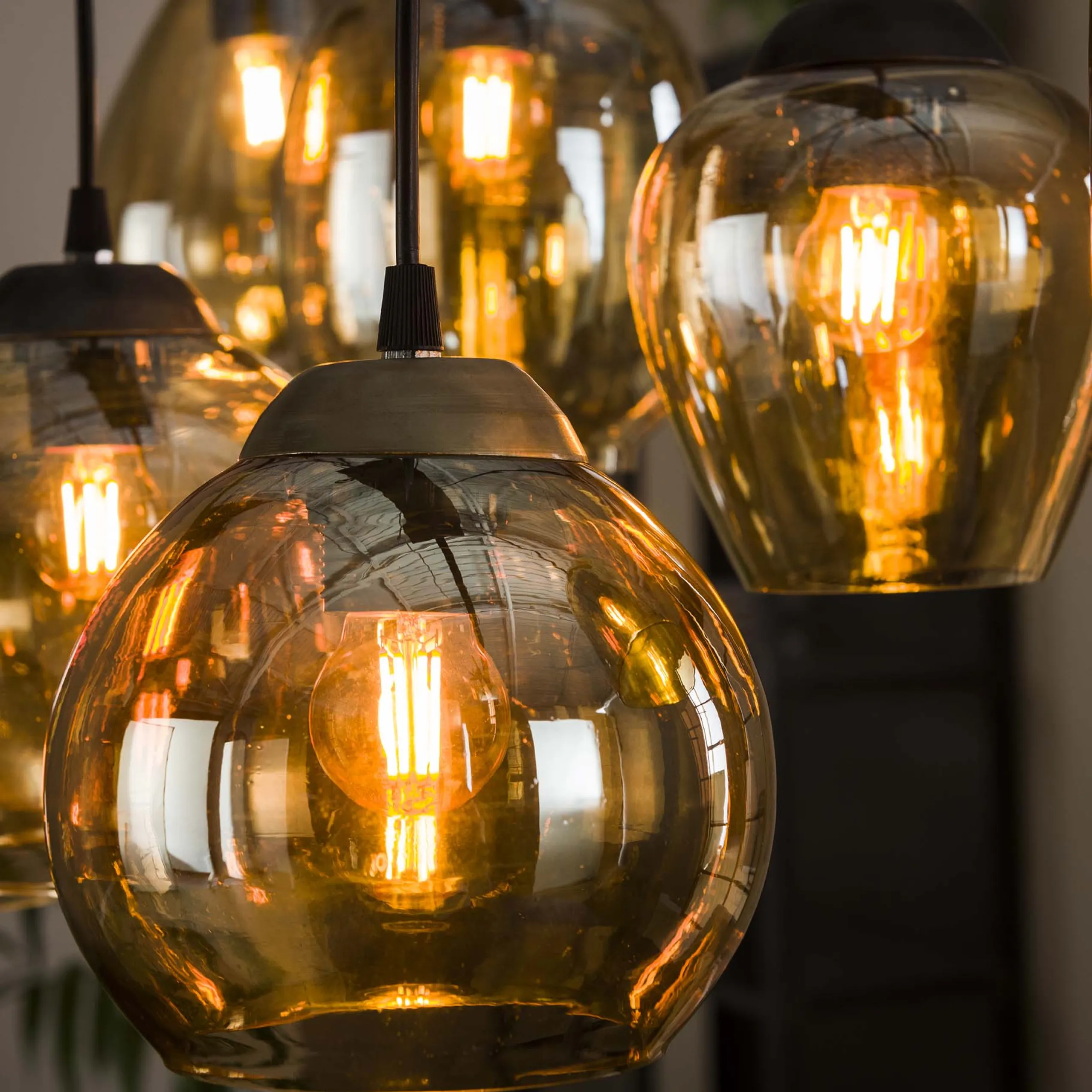 Hängelampe Shaded Mixed 7er Warm Amber-Vintagehaus Lampen Sale