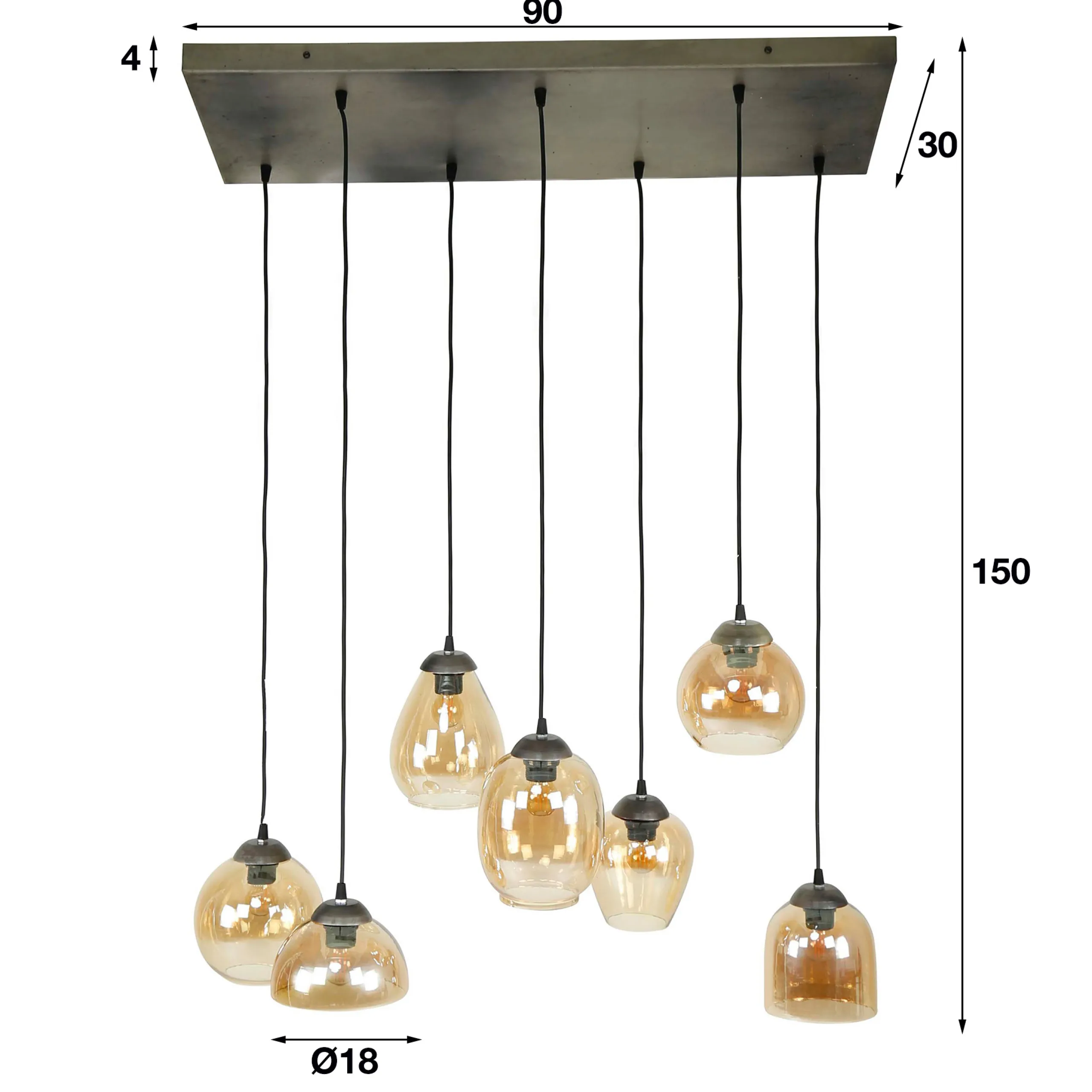 Hängelampe Shaded Mixed 7er Warm Amber-Vintagehaus Lampen Sale
