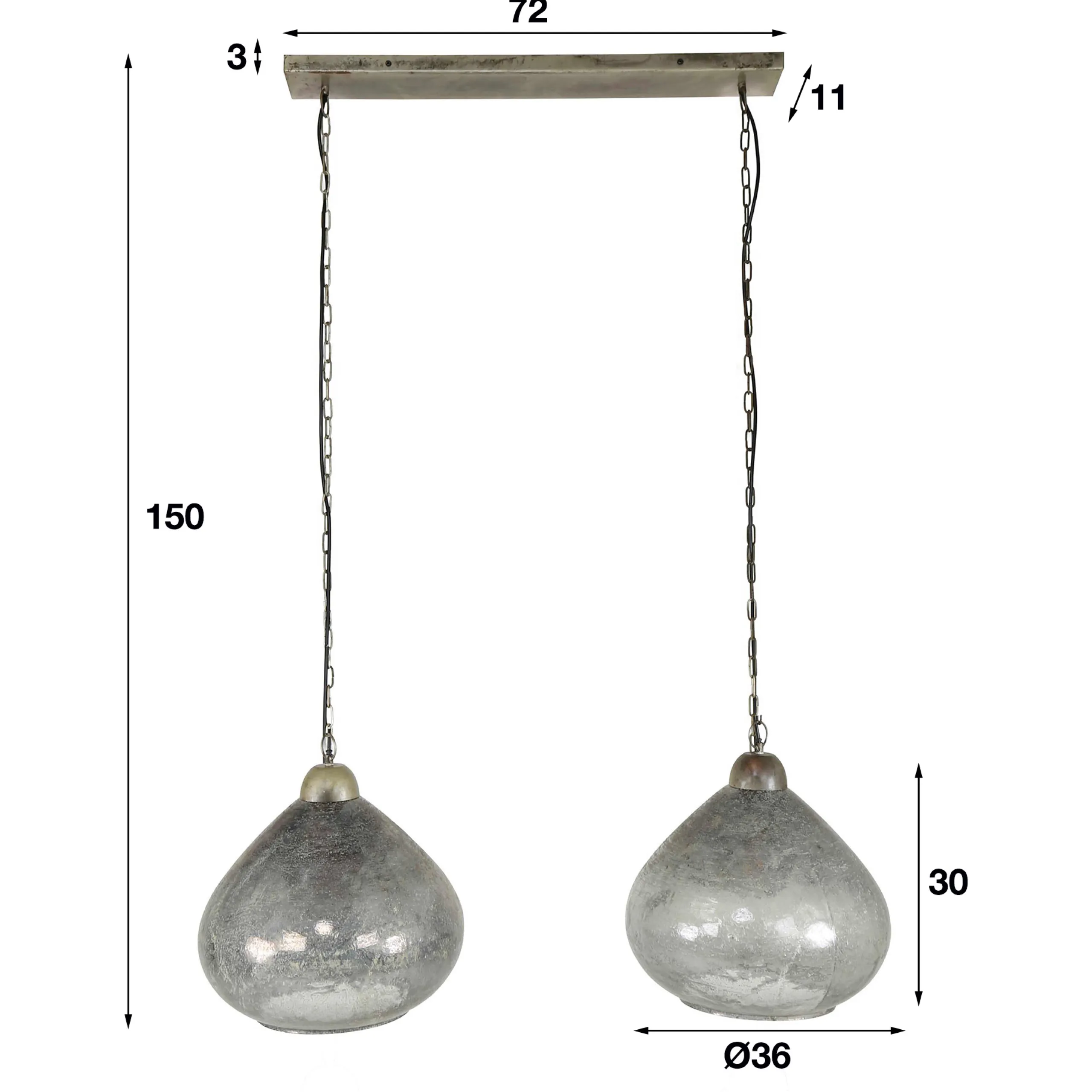 Hängelampe Vintage Industrial Clearstone 2 Schirme Ø 36cm-Vintagehaus Lampen Best