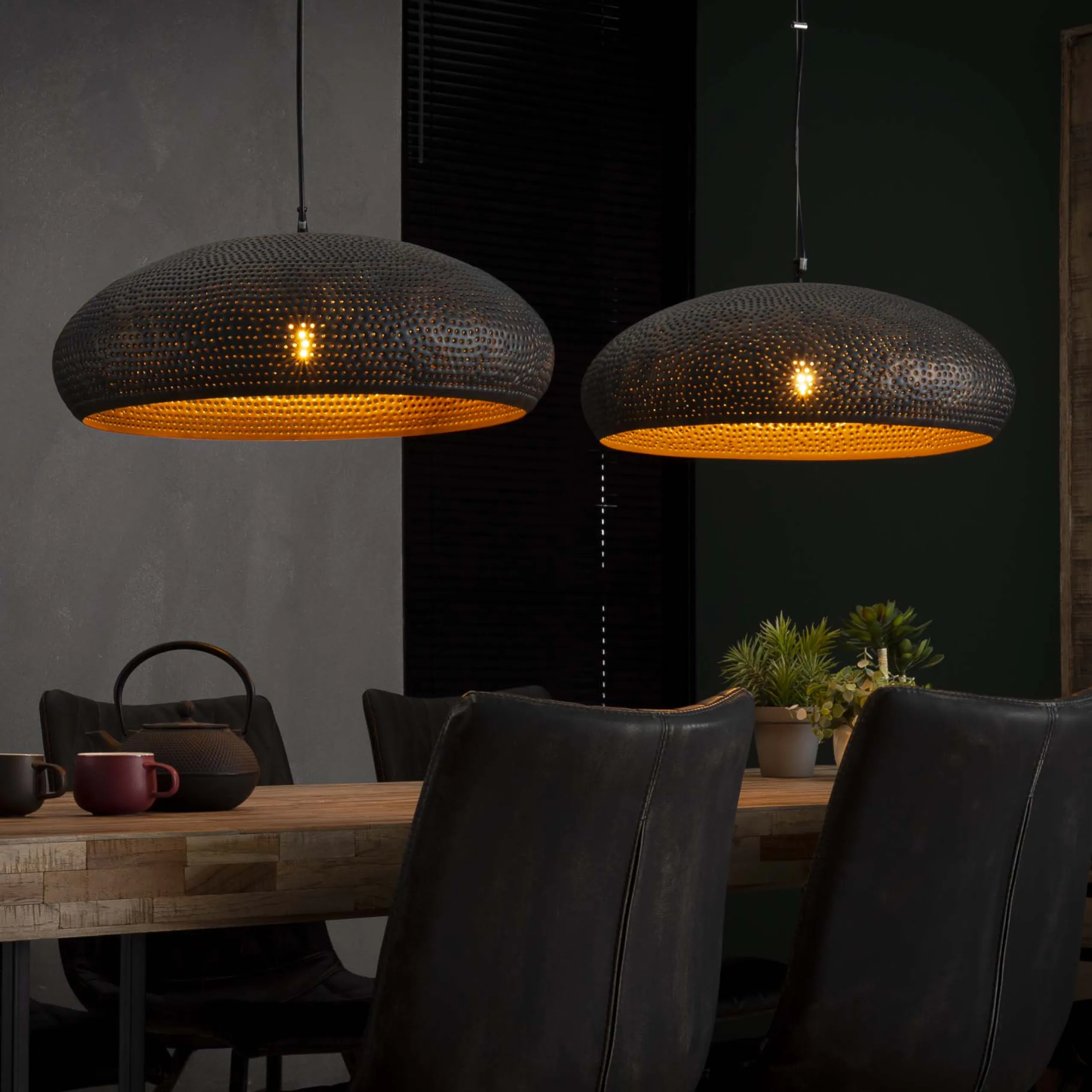 Hängelampe Vintage Punch Industrial Dots 2 Schirme Metall Ø 53 cm-Vintagehaus Lampen Clearance