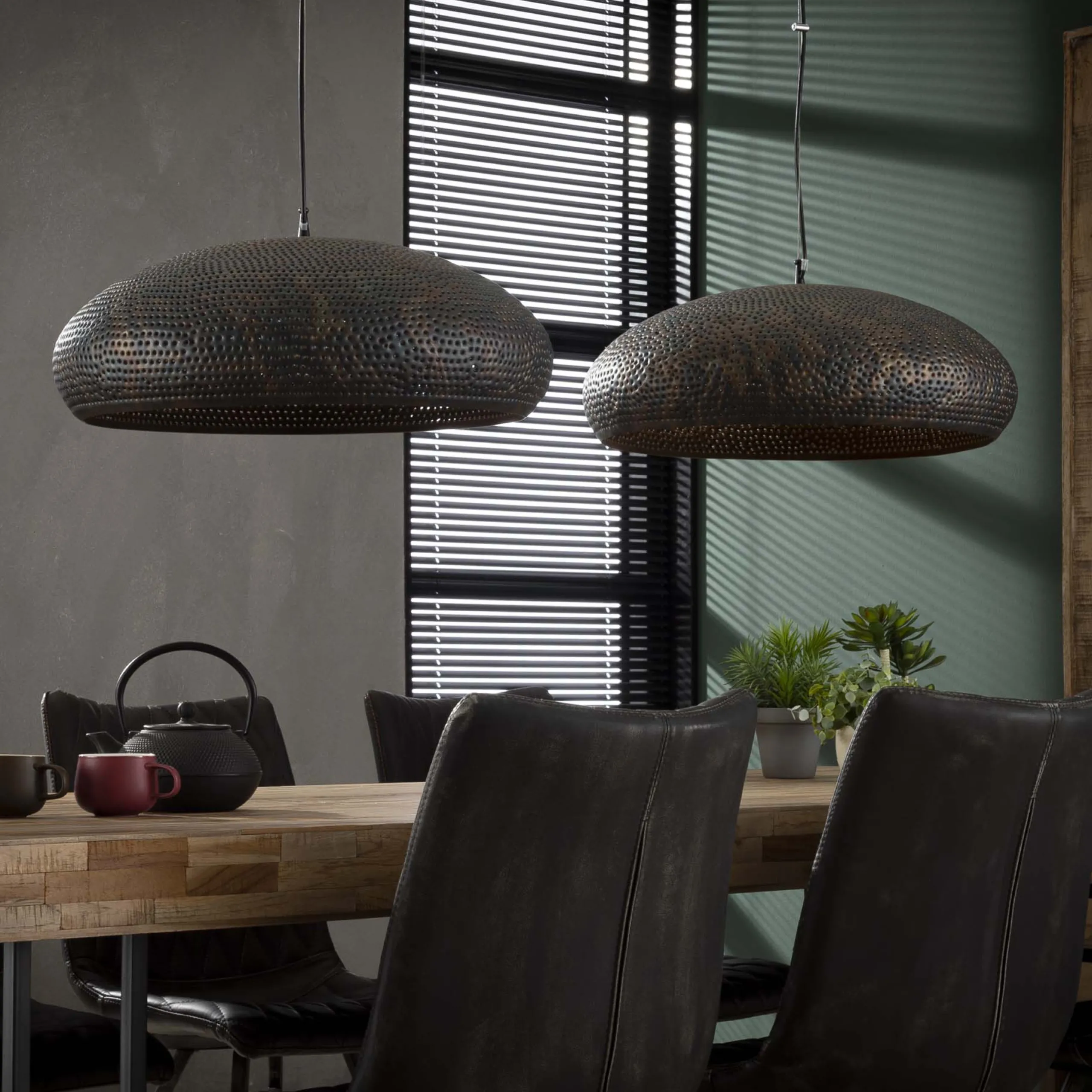 Hängelampe Vintage Punch Industrial Dots 2 Schirme Metall Ø 53 cm-Vintagehaus Lampen Clearance